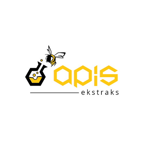 Black and yellow logo with the title 'apis ekstraks - logo concept'