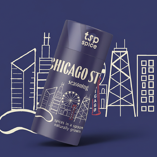 Blue design with the title 'Branding and packaging for Teaspoon'