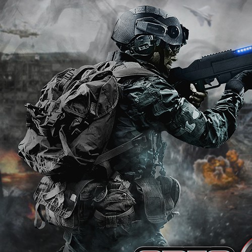 Tag design with the title 'military/tactical soldier illustration'