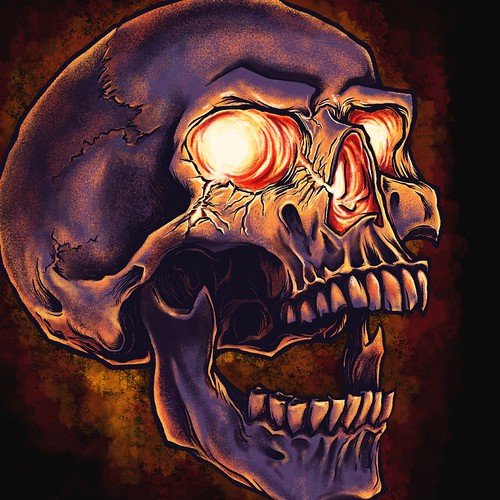 Colorful t-shirt with the title 'Broken Eye Socket Skull _T-shirt Design'