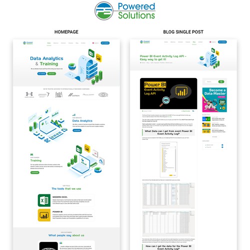 Redesigned website with the title 'Redesign Website for Power Solutions - Runner up'