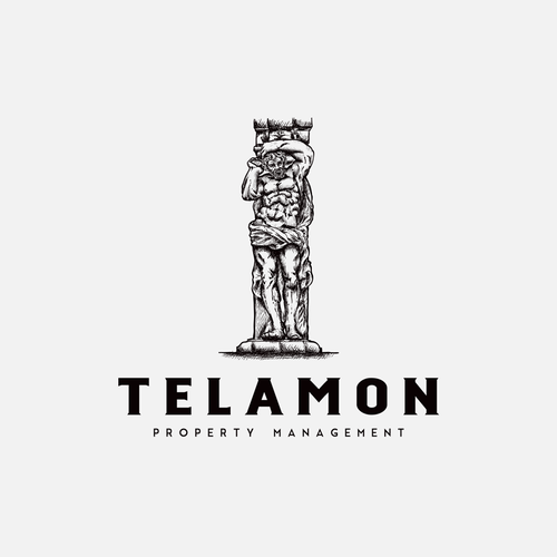 Sketch design with the title 'A classical logo using architectural imagery for a property management firm'