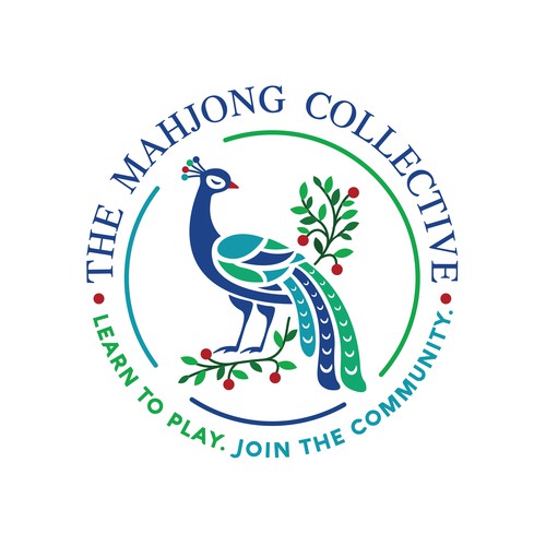 Community logo with the title 'Beautiful Peacock Logo for Mahjong community'