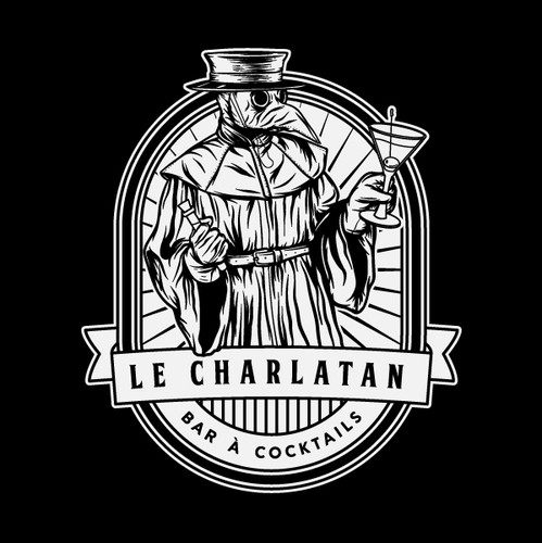 Cocktail logo with the title 'Le Charlatan'