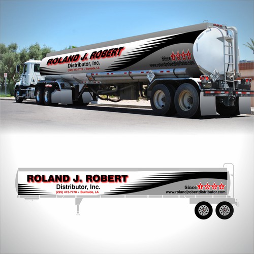 Wrapping design with the title 'Tanker Trailer - Roland J. Robert Distributor, Inc.'
