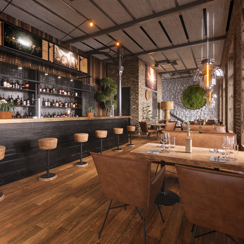 Architecture design with the title 'Interior Design for a restaurant in California'