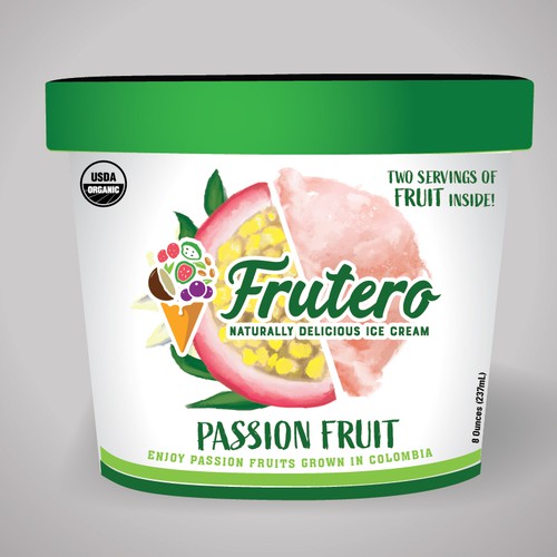 Ice cream label with the title 'Organic icecrem'