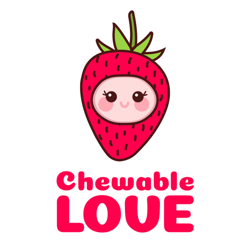 Strawberry logo with the title 'Vitamin gummies logo'