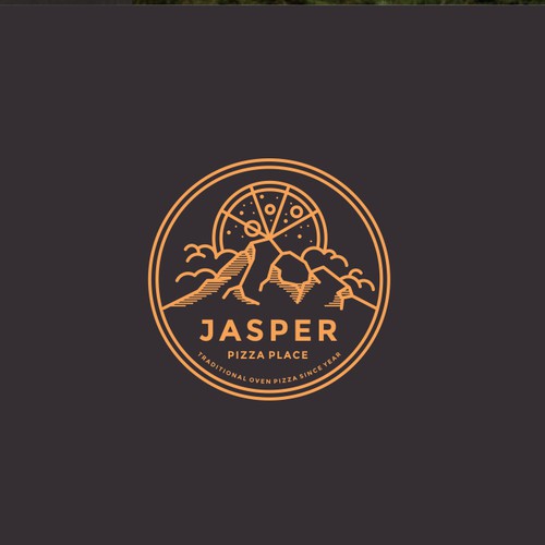 Line design with the title 'Jasper Pizza'
