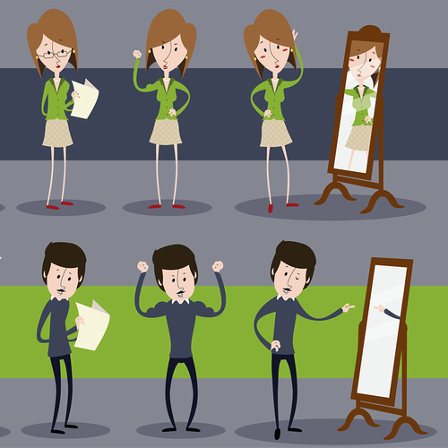 Flat design illustration with the title 'Flat illustrations for commercial mediakit'