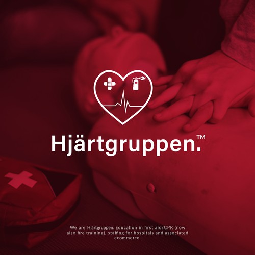 First aid logo with the title 'Logo of Hjärtgruppen'