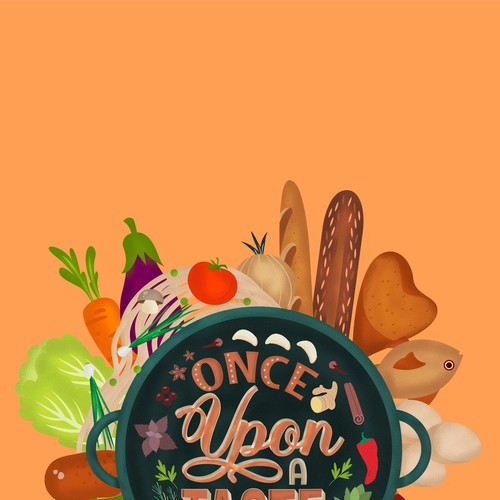 Podcast cover artwork with the title 'Food podcast cover Illustration '