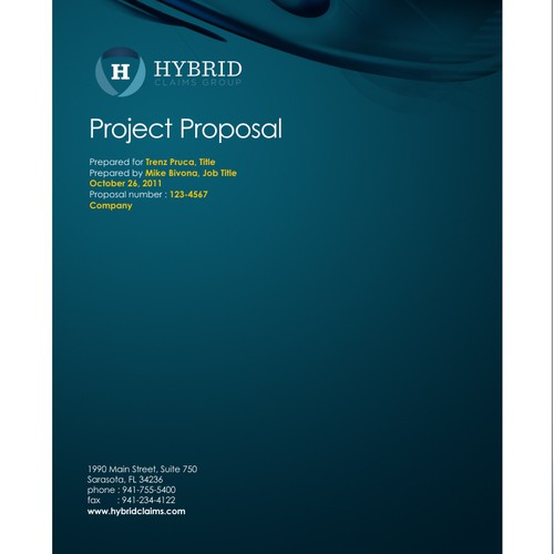 Proposal design with the title 'proposal design HYBRID Claiims Group'