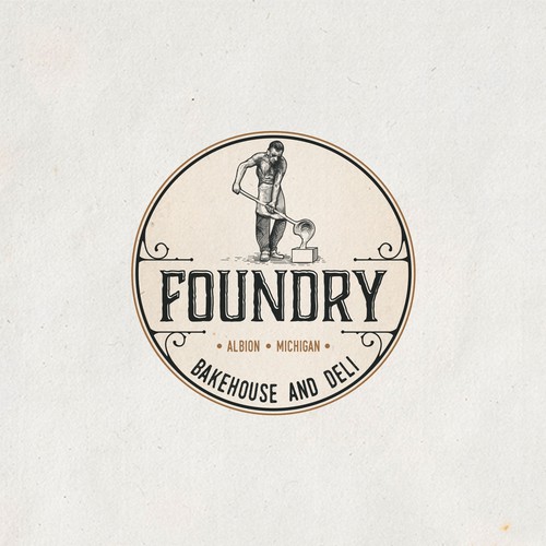 Beige design with the title 'Foundry Bakehouse and Deli'