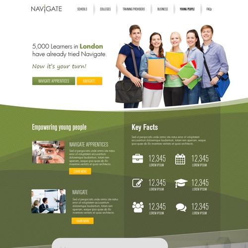 Icon website with the title 'Educational services website'