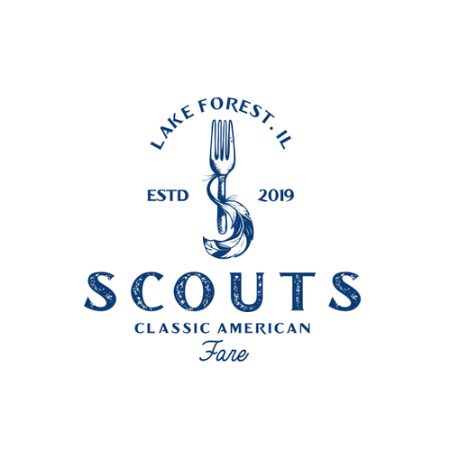 Floral brand with the title 'scout classic american fare logo'