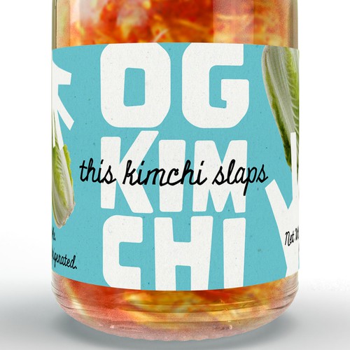 Cutout design with the title 'Youthful Label for Handcrafted Kimchi'