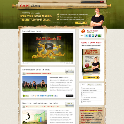 Business website with the title 'Personal trainer blog design'