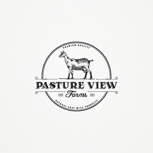 Goat farm logo with the title 'Pasture View Farms Logo Design'