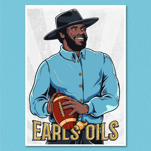 Cowboy hat design with the title 'Earls Oils '