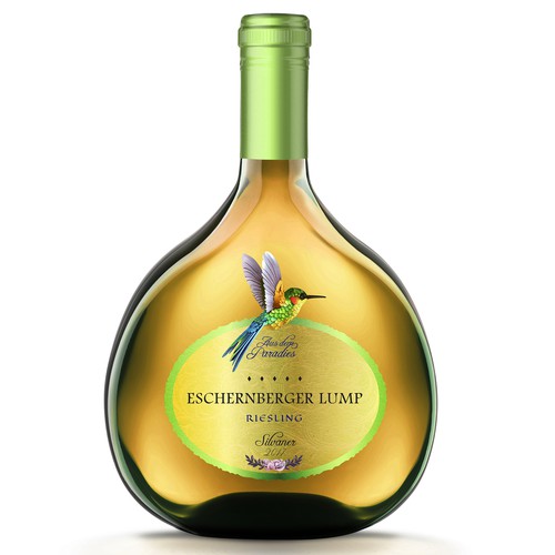Wine bottle label with the title 'Aus Dem Paradise'