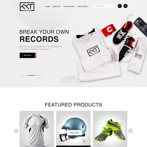 Cart design with the title 'Sports Equipment and Accessories WebPage'