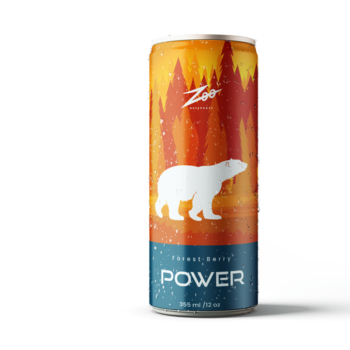 Energy drink packaging with the title 'Concept of energy drink for the brand named ‘Zoo’'