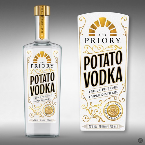 Vodka packaging with the title 'Potato Vodka label'