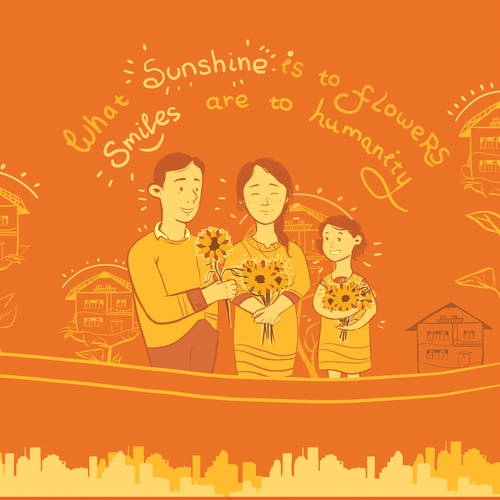 Bright packaging with the title 'Sunny water bottle design '