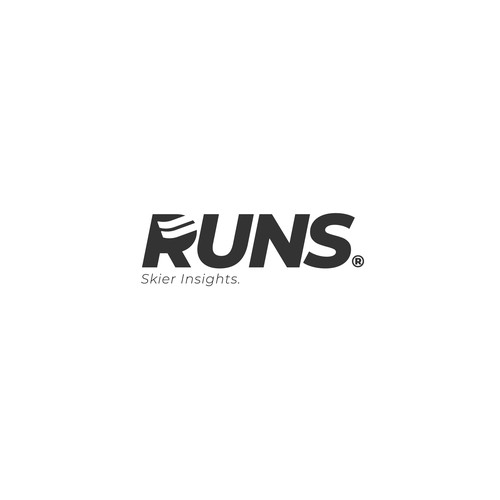 Skiing design with the title 'RUNS \ Brand wordmark'