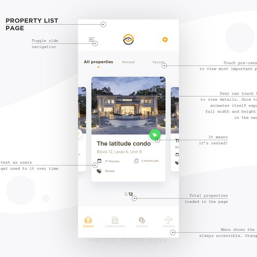 Neat design with the title 'rental app for landlords'