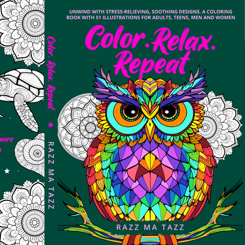 Coloring design with the title 'Adult Coloring Book Cover Design'