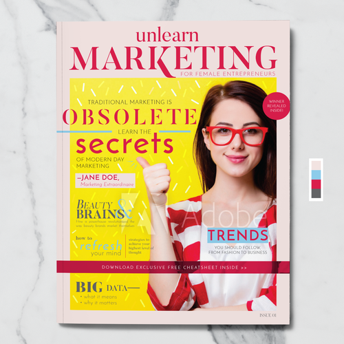 Layout design with the title 'Bold Magazine Design for Intelligent Women'