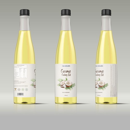 Healthy food design with the title 'Naruebordin Coconut Cooking Oil'