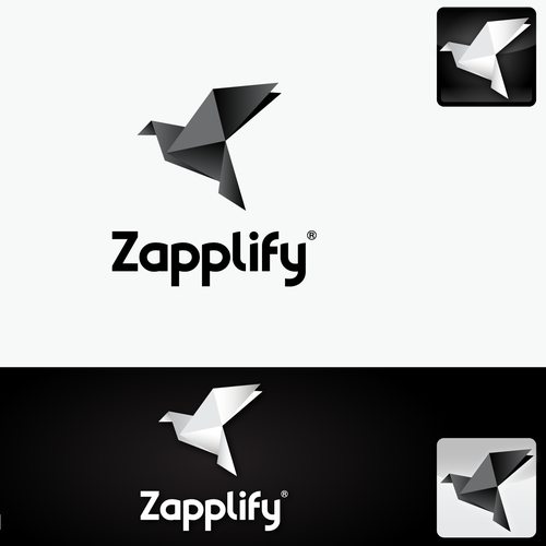 Origami logo with the title 'Zapplify - new DIY mobile app building site needs a origami-inspired logo!'