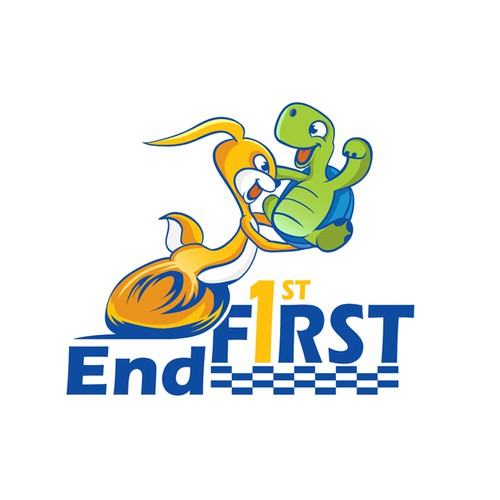 Turtle logo with the title 'Character Rabbit and Turtle race logo'