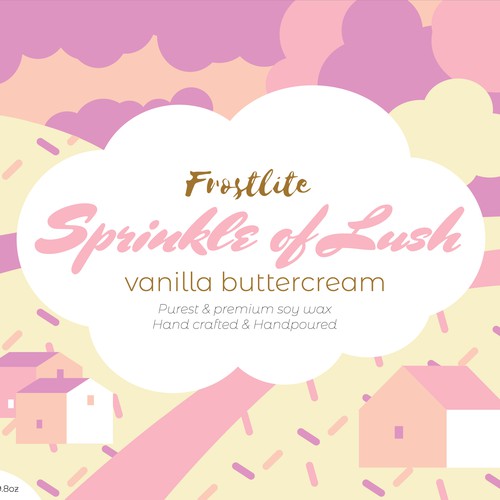 Sprinkles design with the title 'Vanilla Buttercream Candle Label '