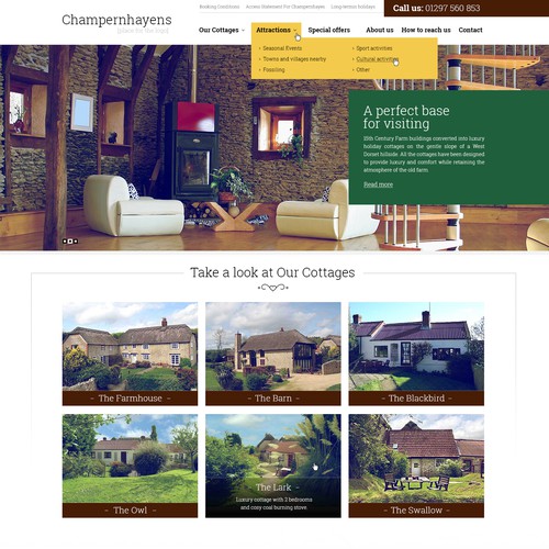 Hotel website with the title 'Website Concept for Champernhayens'