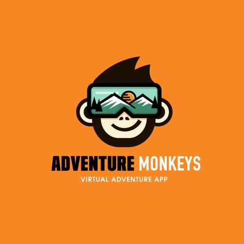 Funky logo with the title 'Bold + fun logo for a virtual adventure app'