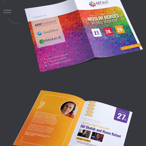 Festive design with the title 'MFest Festival Guidebook'