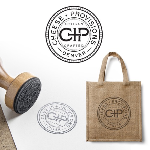 Seal design with the title 'Create a logo for Cheese+Provisions, a cheese store celebrating American artisans'