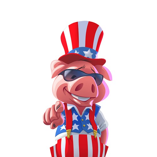 Vector art design with the title 'New bacon race brand needs a cool pig for a mascot'