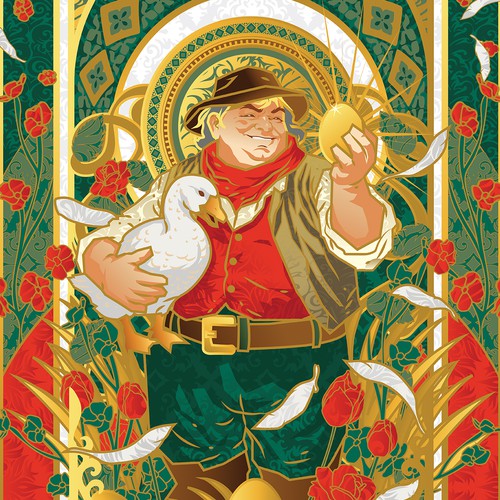 Artwork with the title 'Goose & Golden Egg'