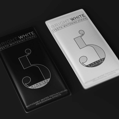 Eye-catching packaging with the title 'Packaging design for Teeth Whitening Strips'