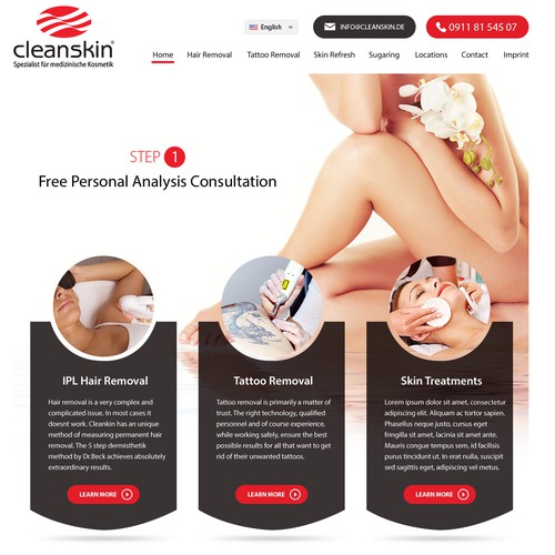 Homepage website with the title 'Landing page for Cleanskin.de '
