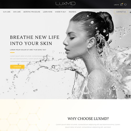 Beauty product website with the title 'Luxury medical skin care line needs and informative and attractive site'