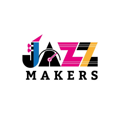 Jazz design with the title 'Design a logo and color scheme for a podcast focused on jazz in Los Angeles.'