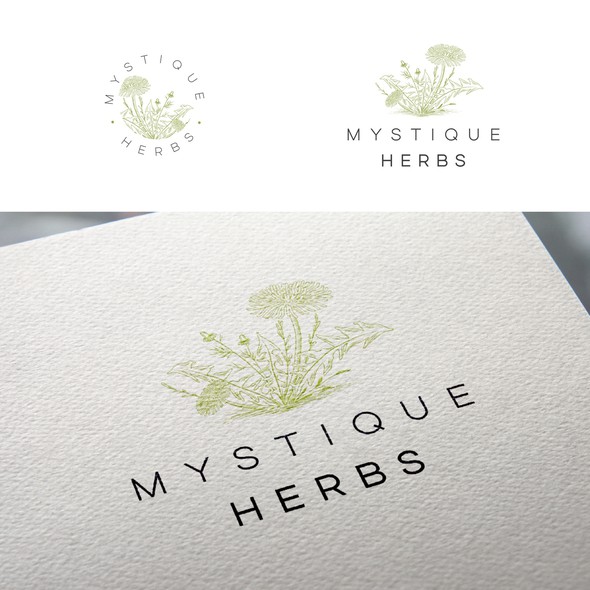 Herbal logo with the title 'Mystique Herbs'