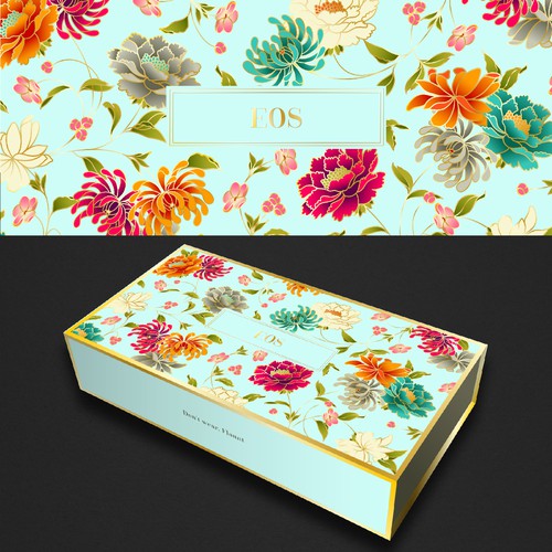 Gift box design with the title 'Box and Pattern Design'