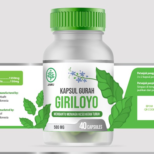 Vitamin label with the title 'Capsule Bottle Label'